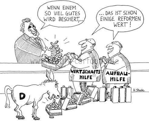 Wirtschaftshilfe, Aufbauhilfe aus dem Westen beim Ende der DDR
