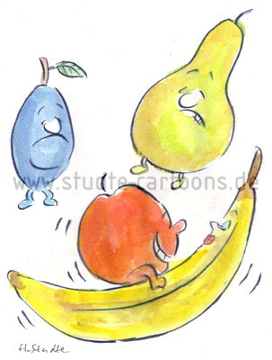 Hohlbirne, alles Banane, alte Pflaume, anpflaumen … außer dem Apfel hat Obst nicht das beste Image, Schimpfwort, Beschimpfung