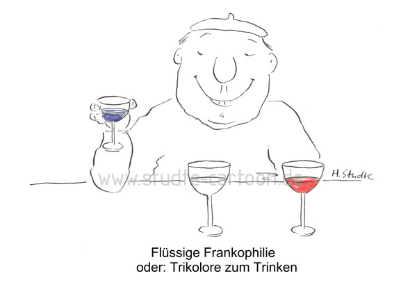 Frankophilie, Trikolore, Alkoholiker, Alkoholismus, Komasaufen, Kampftrinker, sternhagelvoll, Saufgelage, Trinken über den Durst, sich betrinken, trinken bis zur Besinnungslosigkeit, Bierseligkeit, Weinseligkeit, der Teufel hat den Schnaps gemacht, beschwipst  